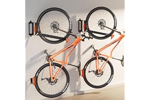 AUBEATY 2-Pack Swivel Bike Rack Wall Mount, Bike Hangers for Garage, Space-Saving Vertical Bike Holder, Holds up to 77 lbs, Bicycle Wall Hanger Storage, No Heavy Lifting Required Indoor Hanging Bike Rack