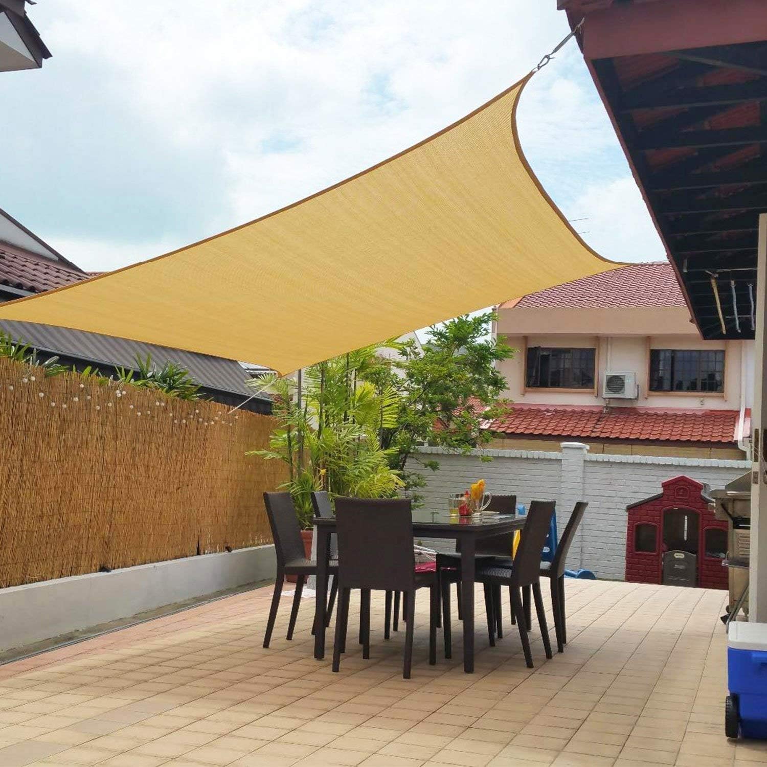 TALITARE Patio Sun Shade Sail Canopy, 6' x 10' Rectangle Shade Cloth UV Block Sunshade Fabric - Outdoor Cover Awning Shelter for Pergola Backyard Garden Yard (Sand Color)