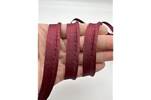 PEPPERLONELY 5 Yards 12mm (1/2 Inch) Polyester Satin Bias Piping Type, Bias Type with Cord, Piping Trim with Cord, Lip Cord Trim for Sewing Clothing Upholstery Trimming - Burgundy