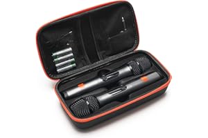 Solaradgy Wireless Microphone Case for 2 JBL Microphone Wireless, EVA Mic Case for Party and Karaoke Handheld Portable Travel Mic Case for Receivers, Cable and AA Batteries