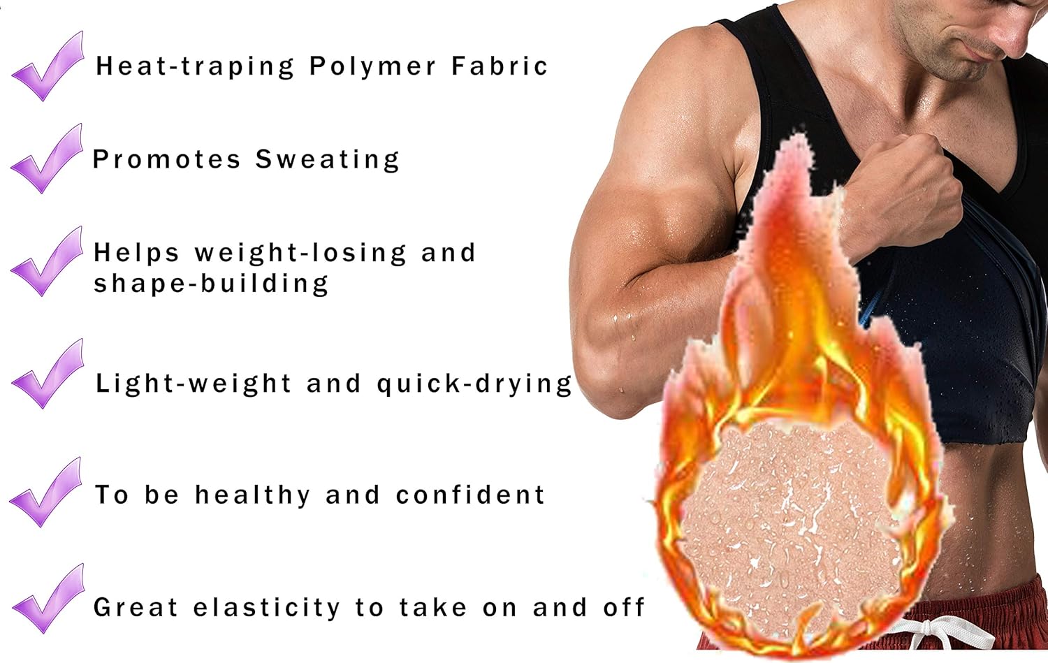 MOLLDAN Sauna Vest for Men Sweat Tank Top Pullover Workout Shirt Waist Trainer: Clothing