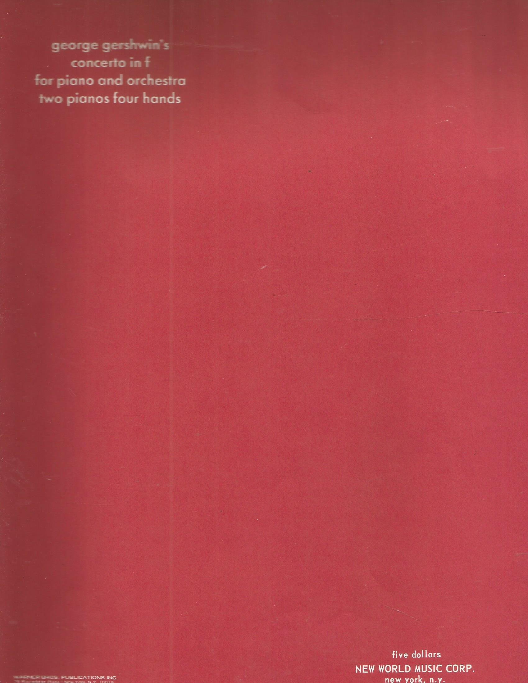 Concerto In F Composed For Piano And Orchestra Transcribed For Two Pianos Four Hands Gershwin George Amazon Com Books