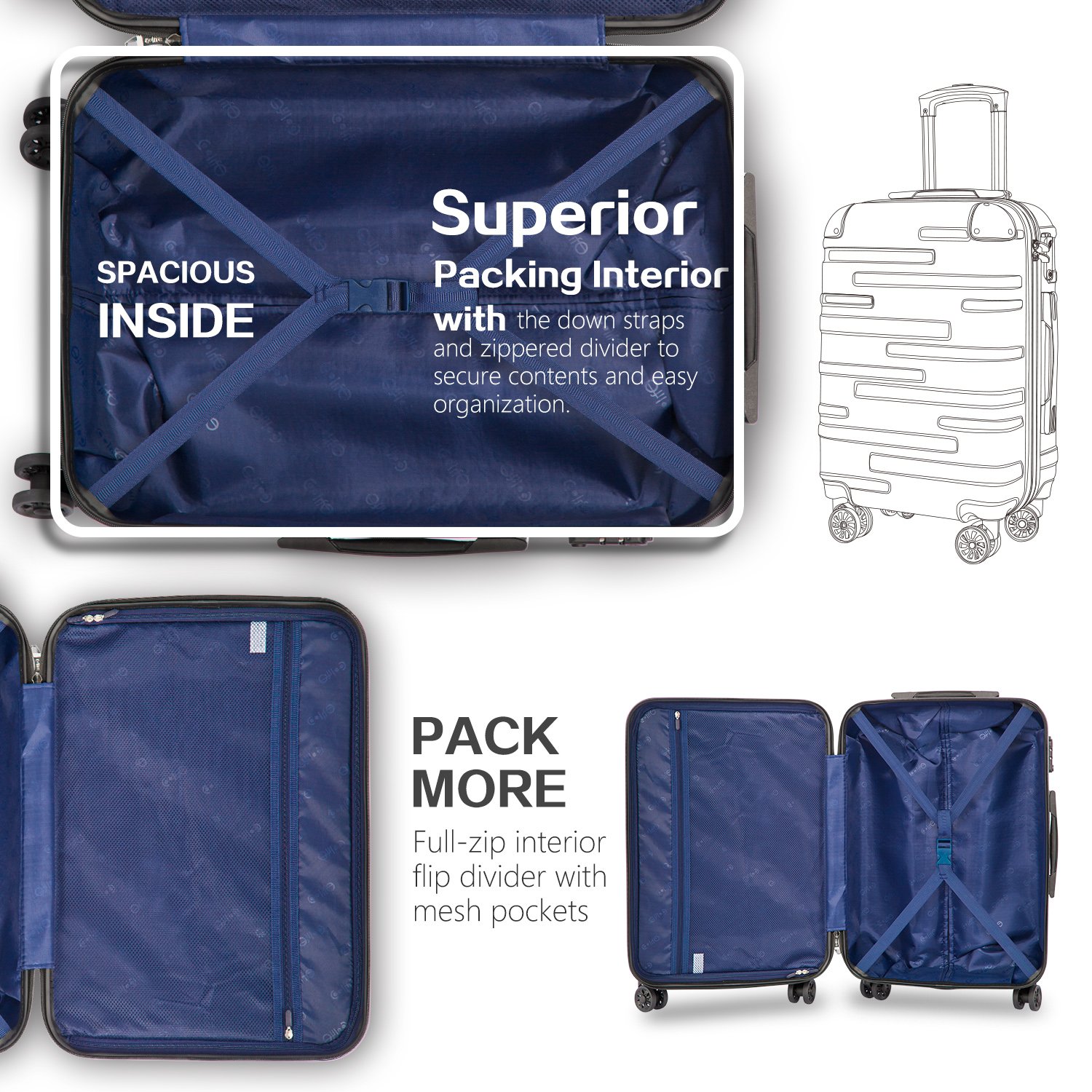 Coolife Luggage Expandable(only 28