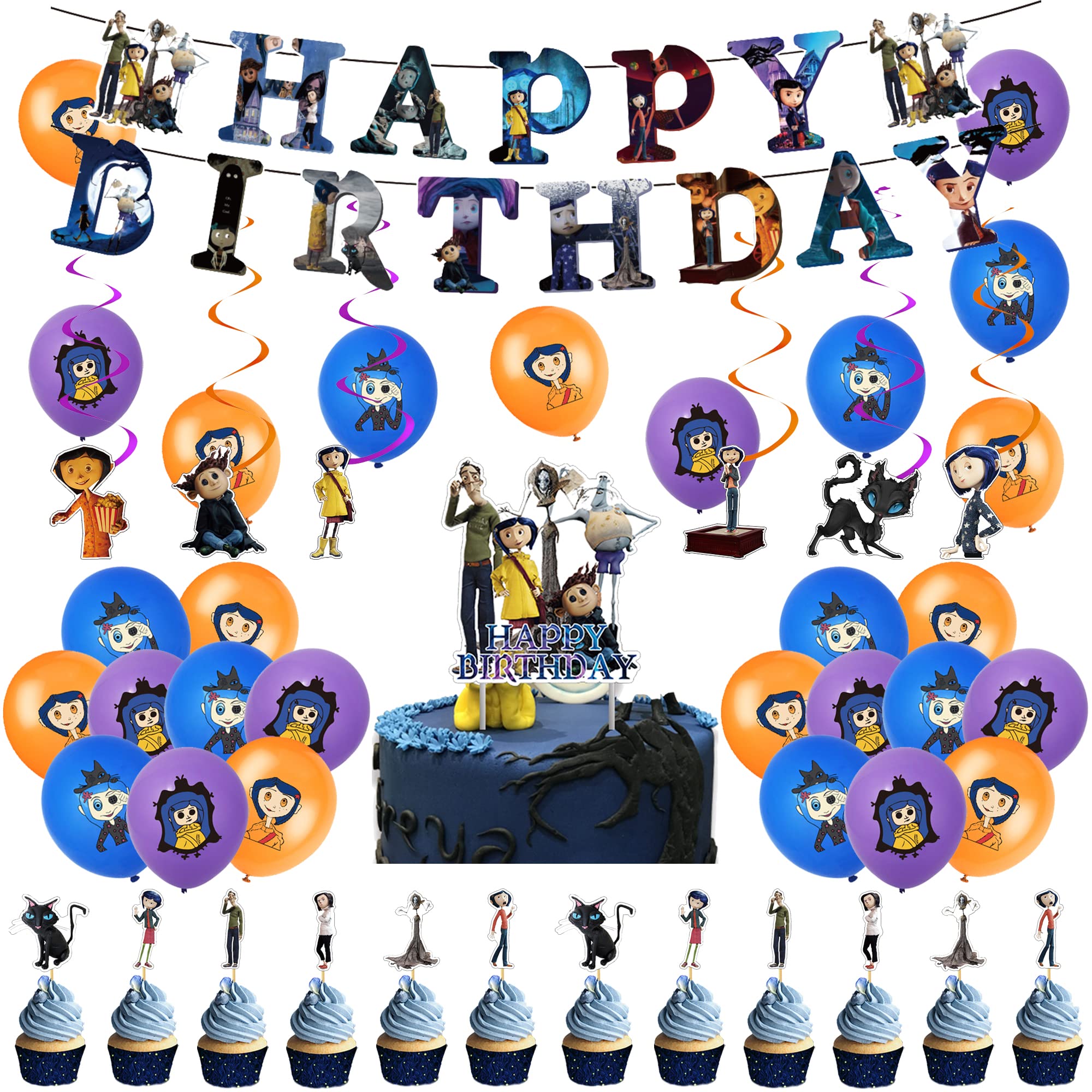 Cake Topper Birthday Decorations Coraline Balloons Coraline Birthday Cake Decorations Ghost Hanging Swirls Ornaments