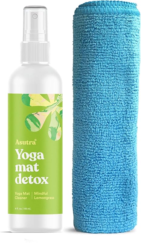 Asutra Natural Organic Yoga Mat Cleaner Mindful Lemongrass Aroma 4 Fl Oz Safe For All Mats No Slippery Residue Cleans Restores Refreshes Comes W Microfiber Cleaning Towel Amazon Sg