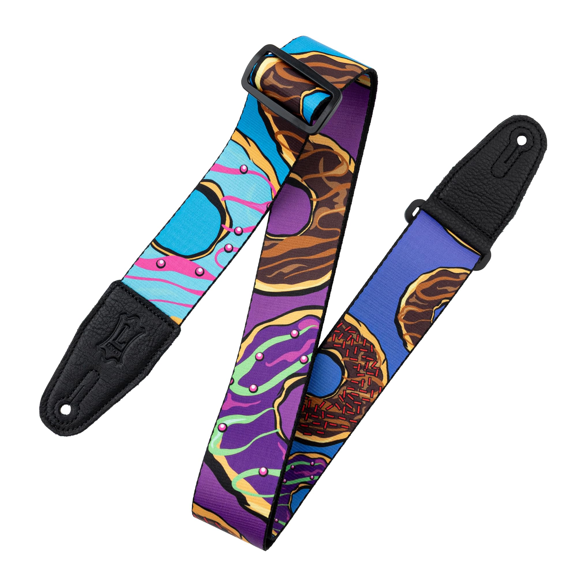 Levy's Musical Instrument's MPD2-120 2” Wide Polyester Guitar Strap with Sprinkled & Glazed Donuts Motif, One Size