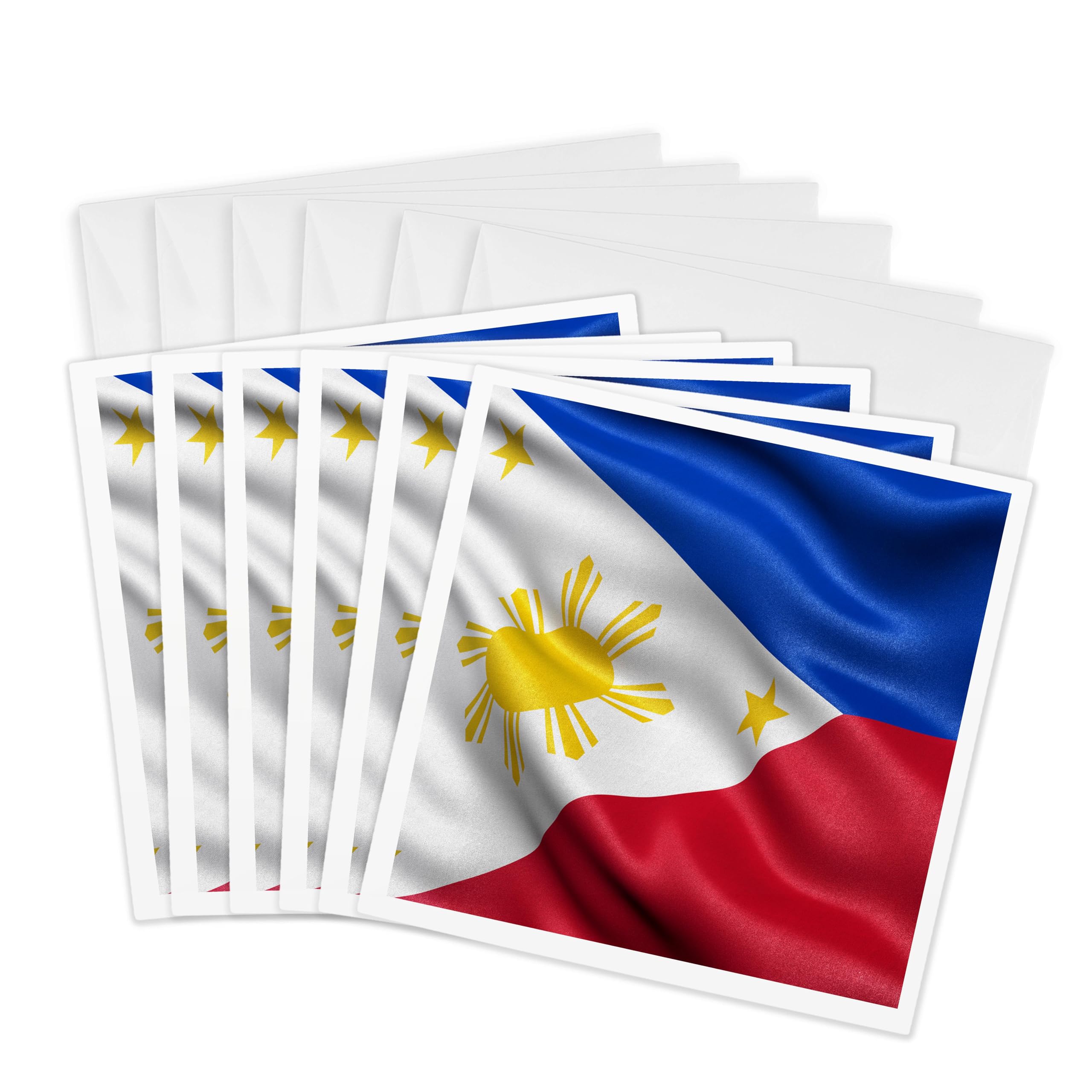 3dRose gc_238597_1 6 x 6-Inch "Flag of The Philippines Waving in The Wind" Greeting Card (Pack of 6)