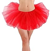 Lanzom Tutus for Women Adult Tutu Skirts Costumes 4 Layered Womens Tutu Skirts for Girls Teens Halloween Ballet(Z-Red)