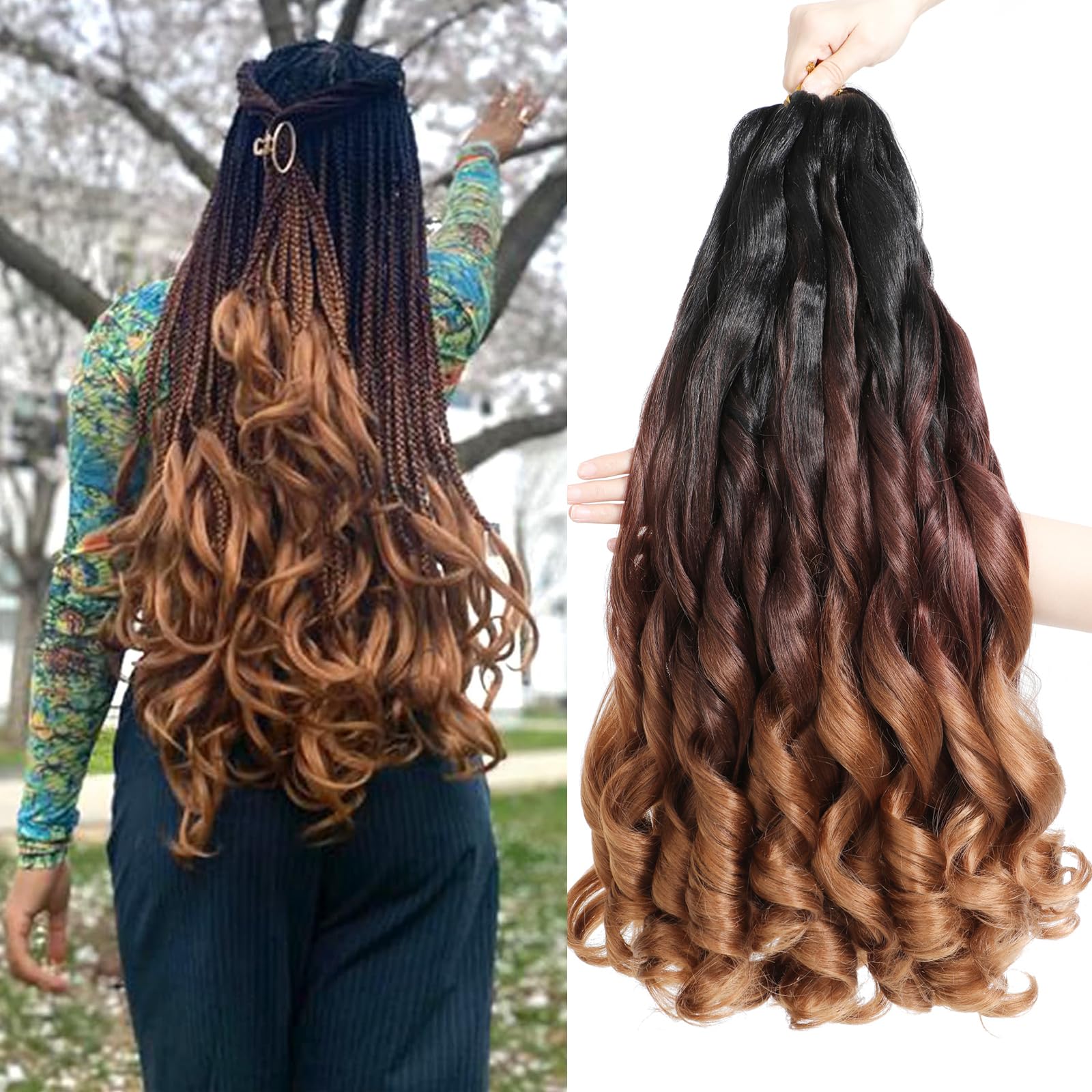 8 Packs Curly Braiding Hair 14 Inch Curly Braiding Hair Crochet Braiding Hair (1B3330#, 14 Inch) — image 1