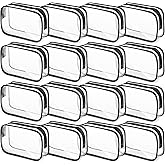 JEFHOMKIT 16 PCS Clear Makeup Bags,Clear Toiletry Bags TSA Approved,Waterproof Clear Cosmetic Bags,PVC Travel Bag with Zipper,Portable Transparent Cosmetic Pouches for Women Men Vacation(Black,Medium)
