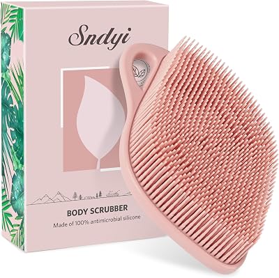 Sndyi Silicone Body Scrubber Leaf Shape Pink Hygienic Lathering Bristles