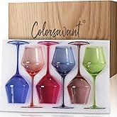 Colorsavant Colored Wine Glasses Set 6 – 16oz Hand-Blown Stemmed Colorful Wine Glass, Muted Color Golbet Set,Unique Wine Gifts for Women, Birthday,Housewarming