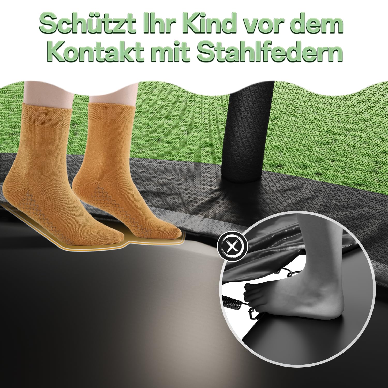 Flamaker Gartentrampolin für Kinder, 2,3 m/3,0 m/3,7 m/4,3 m Trampolin Outdoor-Sicherheitsnetz und gepolsterte Stangen für Kinder Indoor Outdoor Fitness, maximal bis zu 150 kg 2