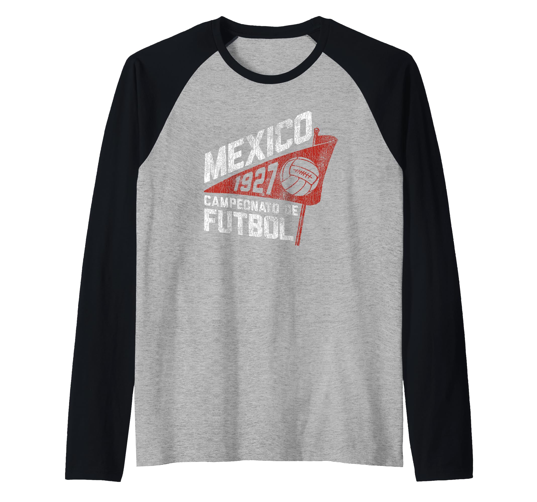 1927 Mexican Campeonato De Futbol Pennant Raglan Baseball Tee