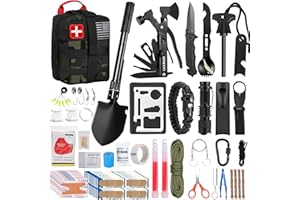 LUXMOM Survival Kit and First Aid Kit, 142Pcs Professional Survival Gear and Equipment with Molle Pouch, for Men Camping Outdoor Adventure/Gifts for Men Dad Christmas