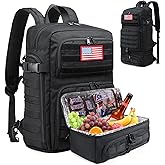 BERTASCHE Lunch Backpack for Men, 15.6 Inch Laptop Backpack for Work College Travel Camping Tactical Molle Daypack, Black