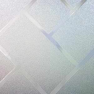 Housolution 2D Privacy Window Films, No-Glue Static Privacy PVC Window Films Non-Adhesive Frosted Glass Sticker Heat Control Anti UV Protective Cover for Home Decor, Diagonal Plaid (78.7 x 17.7 in)