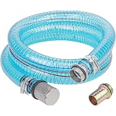 HOOTSUM 1 Inch Suction Hose for Fuel Diesel Transfer Pump, 6.5 Feet Oil Kerosene Transfer Tube with 3/4 &amp; 1 Inch Threaded Couplings