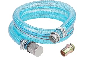HOOTSUM 1 Inch Suction Hose for Fuel Diesel Transfer Pump, 6.5 Feet Oil Kerosene Transfer Tube with 3/4 & 1 Inch Threaded Couplings