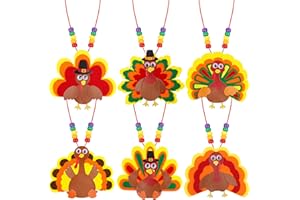 NAWITDA Thanksgiving Crafts for Kids 24 Sets DIY Thanksgiving Turkey Necklace Craft Kits Thanksgiving Fall Turkey Decorations Arts & Crafts for Boys Girls Party Classroom Prizes Activities