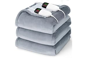 BOMOVA Heated Electric Blanket Queen Size - 84" x 90" Heating Blanket with Dual Control, 10 Heating Levels & 8 Hours Auto Off, Soft Warm Flannel Gift Blanket with Over-Heat Protection, ETL & FCC Certified