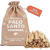 AlmaCura Palo Santo Premium Sticks 1 lb (454 gr) Bulk Smudging Wholesale High Resine Natural Certified from Peru (NOT Ecuador). Ethically Sustainably Harvested. Protection, Spiritual Cleansing