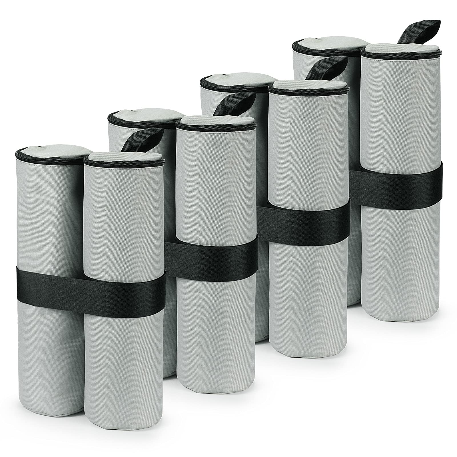 RIOGOO 4 Pack Gazebo Sand Weights Industrial Grade Heavy Duty Double-Stitched Sand Weight Bags, Leg Weights for Pop up Canopy Tent Sun Shades, Umbrella, Trampolines Weighted Feet Bag(Grey) — image 1