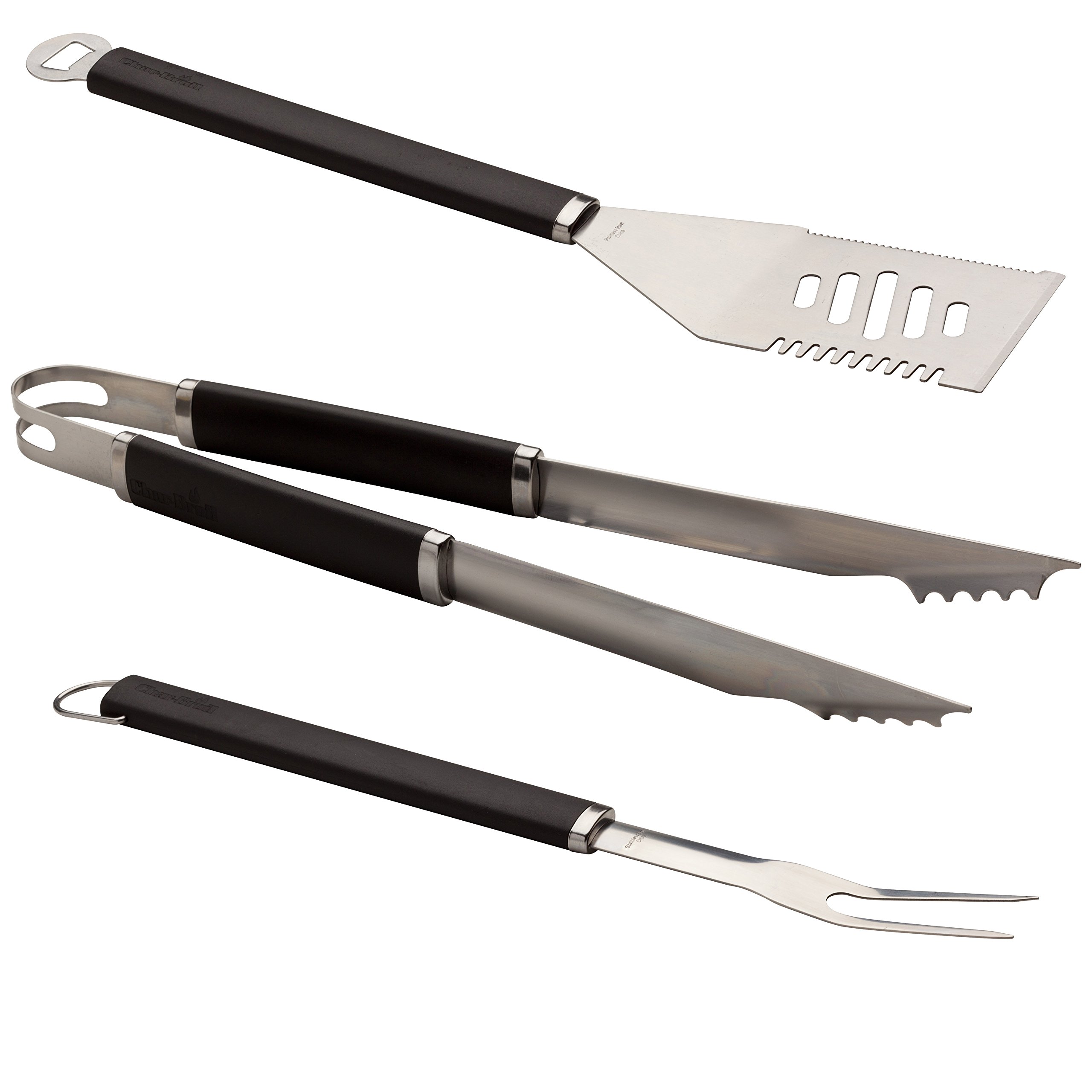 Char-Broil 140 545 - 3 Piece Grilling Tools Set, Stainless Steel.