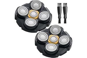 UIJINO 2PCS Head Shaver Replacement Heads for Microtouch Titanium Head Shaver MTTTBHS, 2 Cleaning Brush