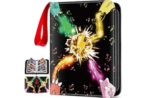 EFUNNY Card Binder 4 Pocket Gifts for Boys Girls, Waterproof 400 Pockets Card Holder Album with 50 Removable Sleeves for Trading Card - Binder Display Storage Carrying Case (Yellow)