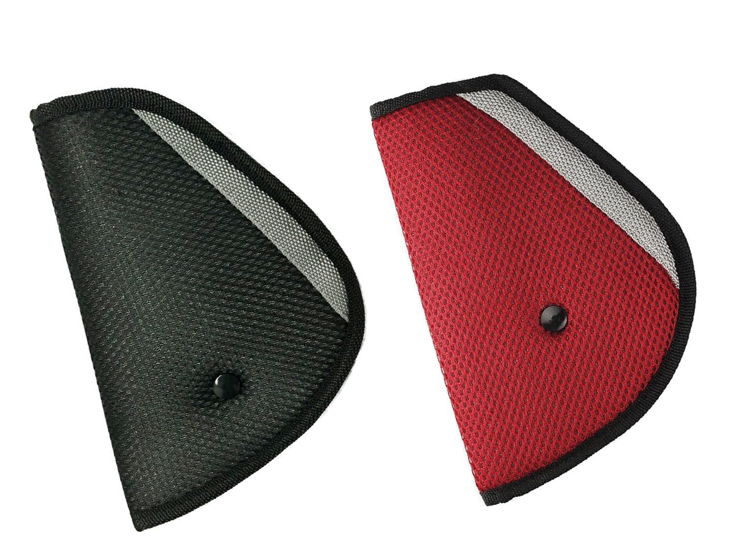 Seatbelt Adjuster, HONTECH 2 Packs Seat Belt Safety Covers for Kids Red + Black.