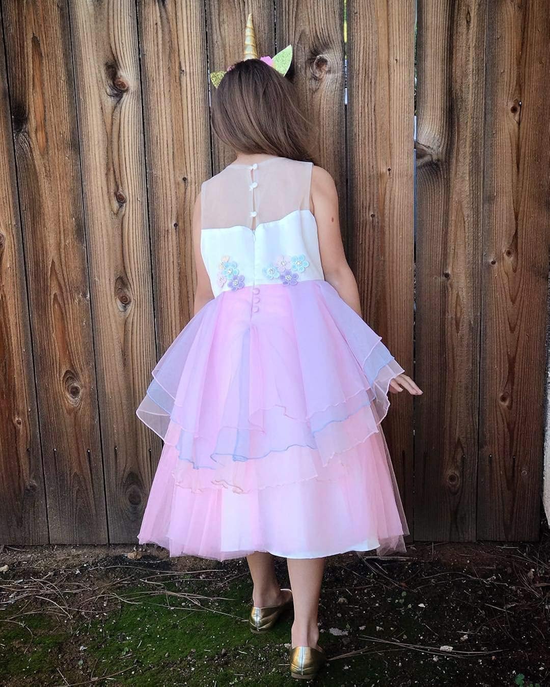 Kokowaii Fancy Girls Unicorn Dress up Fancy Costume for Pageant Party: Clothing