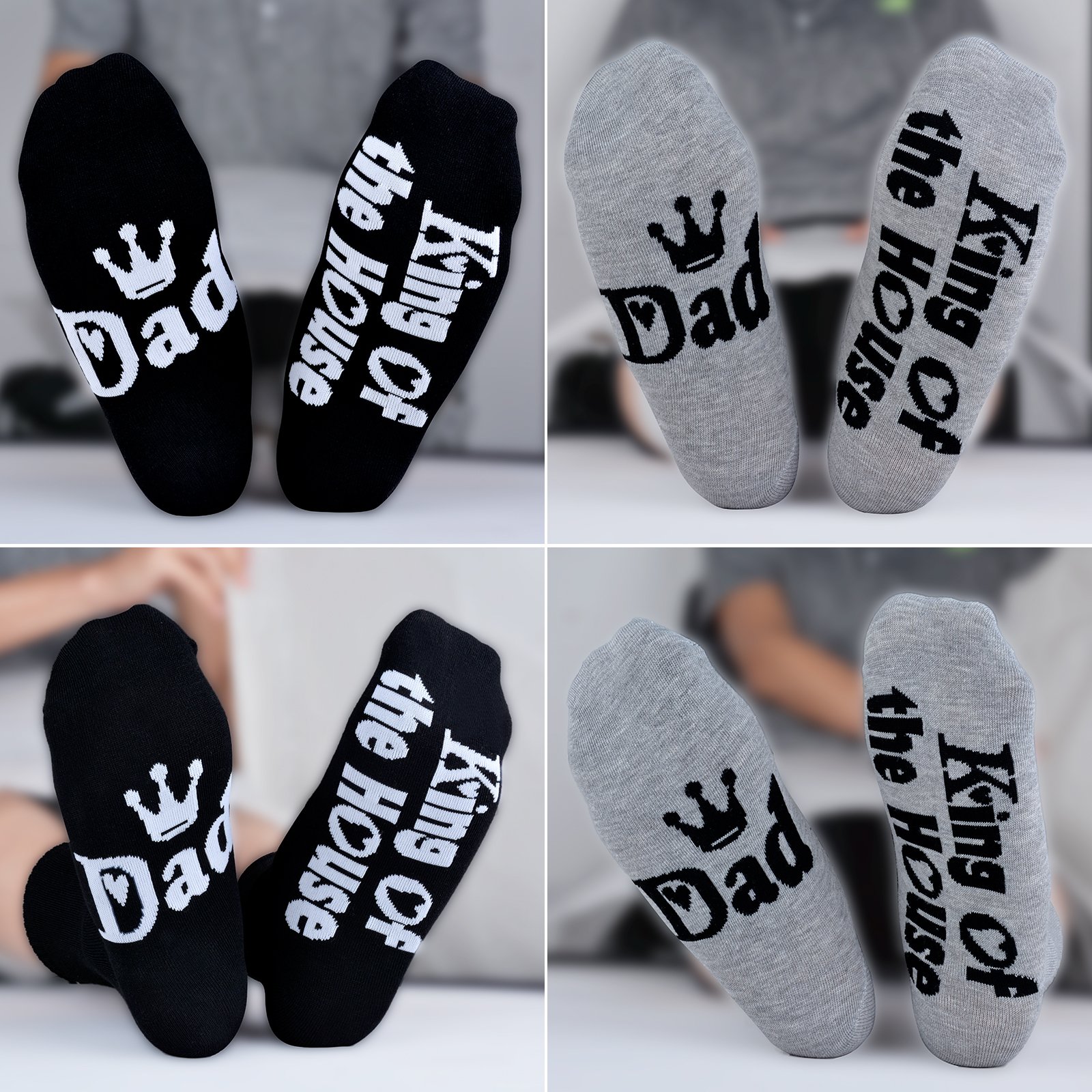 Aniwon 2 Pair Novelty Crew Socks Father\'s Day Birthday Funny Cotton Socks for Men with Gift Box