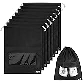 Cosmos 8 Pcs Travel Shoe Bags Shoe Organizer Pouch Storage String Bags with Clear Window for Travel Trip Carrying Packing, Dust-proof Non-Woven Fabric in Dual Drawstring, 17.5" x 13.5"