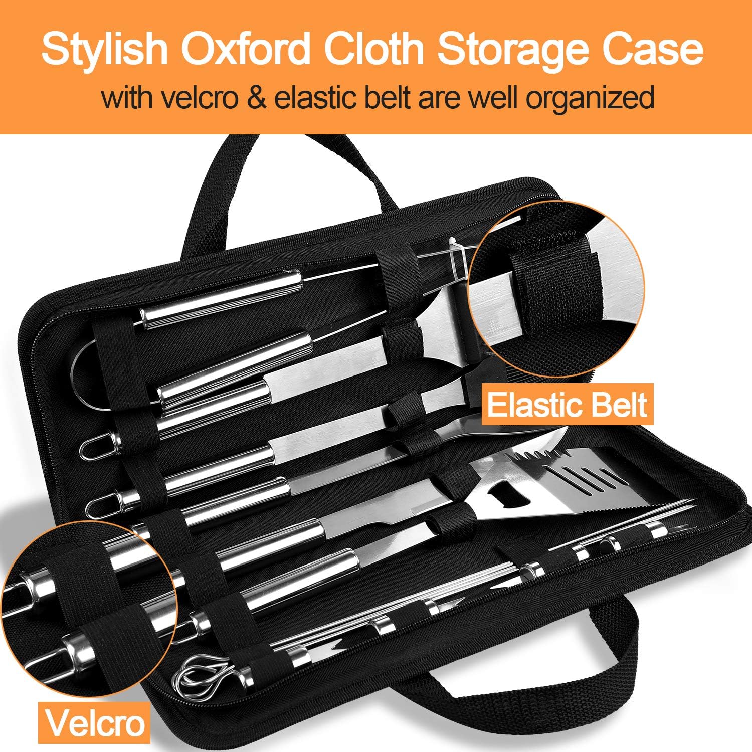 Anpro Grilling Accessories BBQ Tools Set, 21 PCS Stainless Steel Grill Kit with Case, Great Barbecue Utensil Tool for Men, Women, Dad : Garden & Outdoor