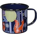 Folklore Enamel Camping Coffee Mug, Night Design, Blue (14 Ounces)