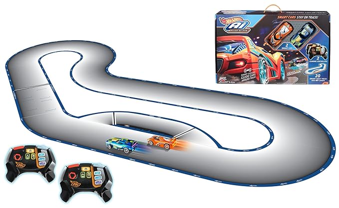 Hot Wheels FBL83 Ai Intelligent Race System mit 2 Spielzeugautos und 2 Fernsteuerungen, Spielzeug ab 8 Jahren