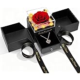 Valentines Day Rose Gifts for Her Women Mom Grandma,Light Up Fresh Flowers for Delivery,Birthday Gifts for Women,Preserved Rose Flowers with Necklace,Mothers Day Mom Gift for Her Anniversary