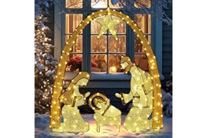 Lighted Outdoor Nativity Scene- Christmas Holy Family Yard Decoration, Large Christmas Holy Family Set for Yard Lawn Garden O