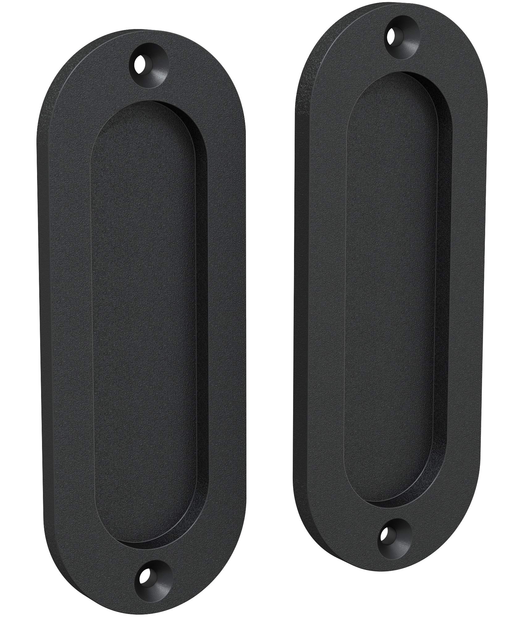 Tibres - Finger Pulls for Closet Door - 4.75" Oval Sliding Door Pulls Handles - Flush Pulls for Pocket Door - Matte Black - Set of 2