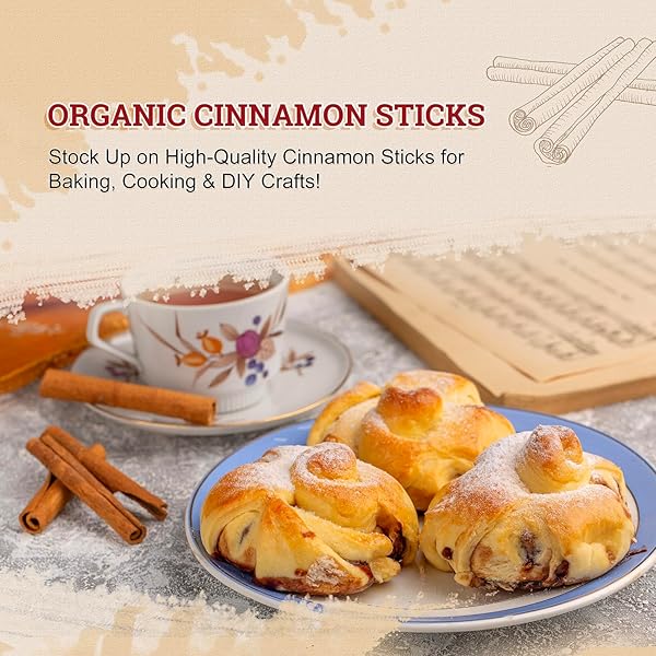 52USA CINNAMON STICKS, CINNAMON 4 OZ (113G), WHOLE CINNAMON STICKS, 100% RAW, KOSHER CERTIFIED, GLUTEN FREE, PURE & FRESH CINNAMON, PERFECT FOR BAKING, COOKING & BEVERAGES