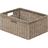 StorageWorks Extra Large Wicker Baskets for Organizing, Seagrass Storage Basket with Built-in Handles, 1 Pack