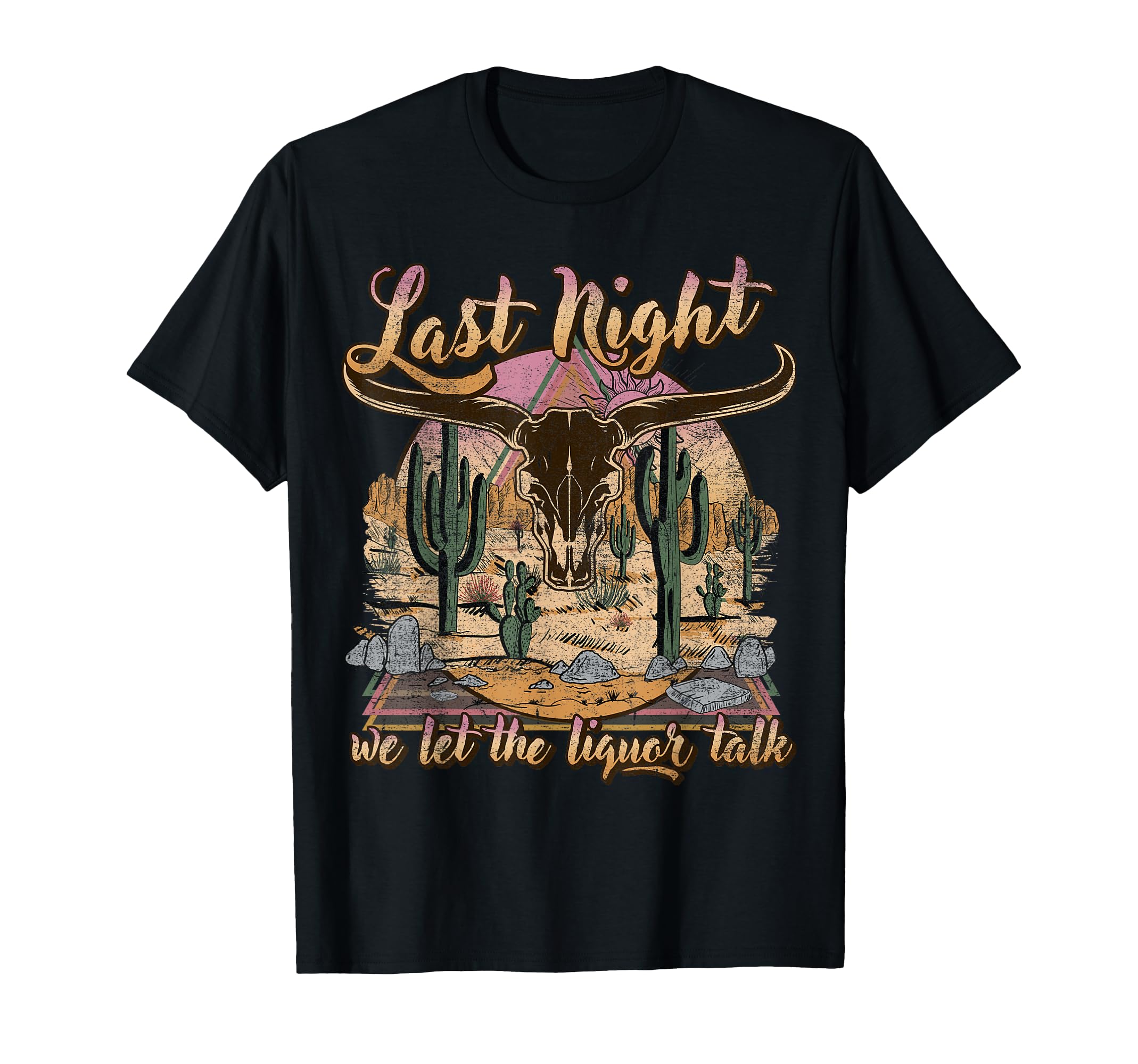 Photo 1 of (MEDIUM) (BAGGED) Bull Skull Last Country Music Night, We Let The Liquor Talk T-Shirt medium