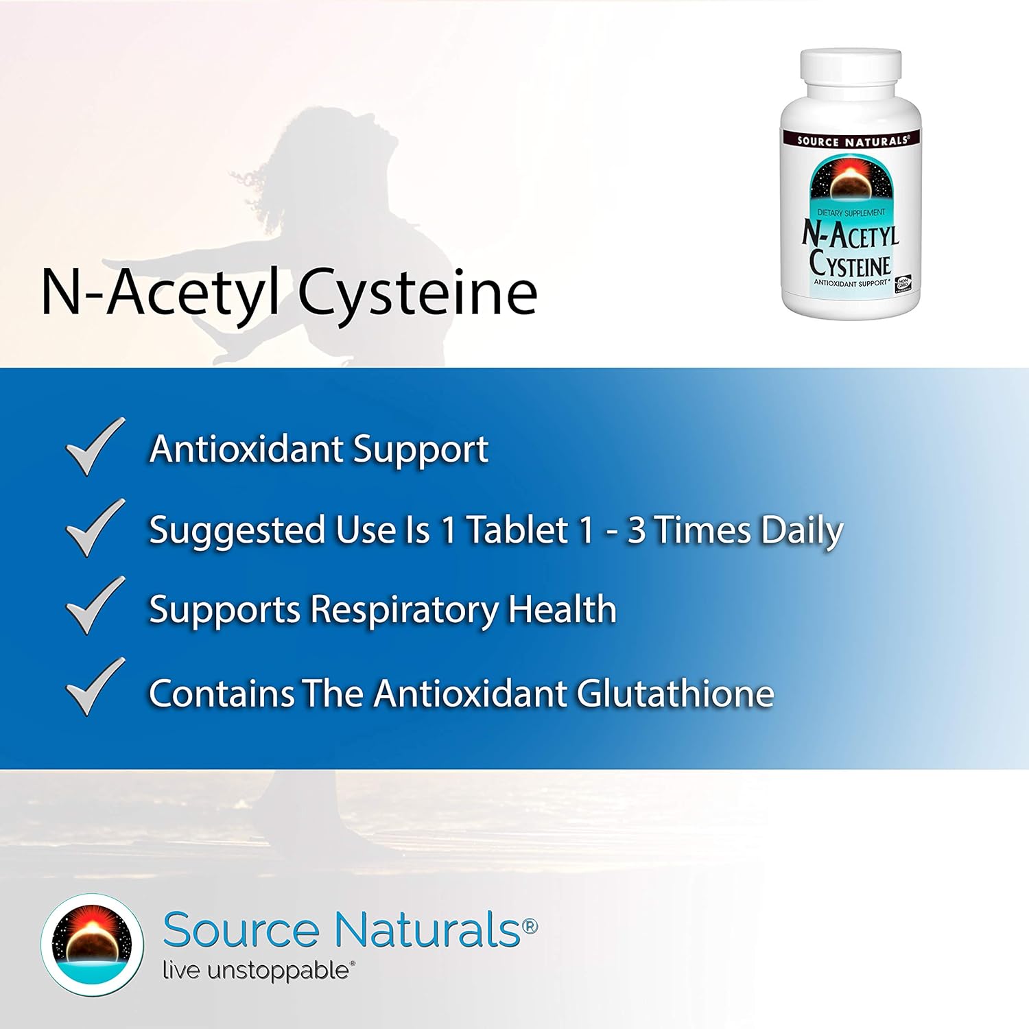 Source Naturals N-Acetyl Cysteine Antioxidant Support 1000 mg Dietary Supplement That Supports Respiratory Health - 120 Tablets: Health & Personal Care