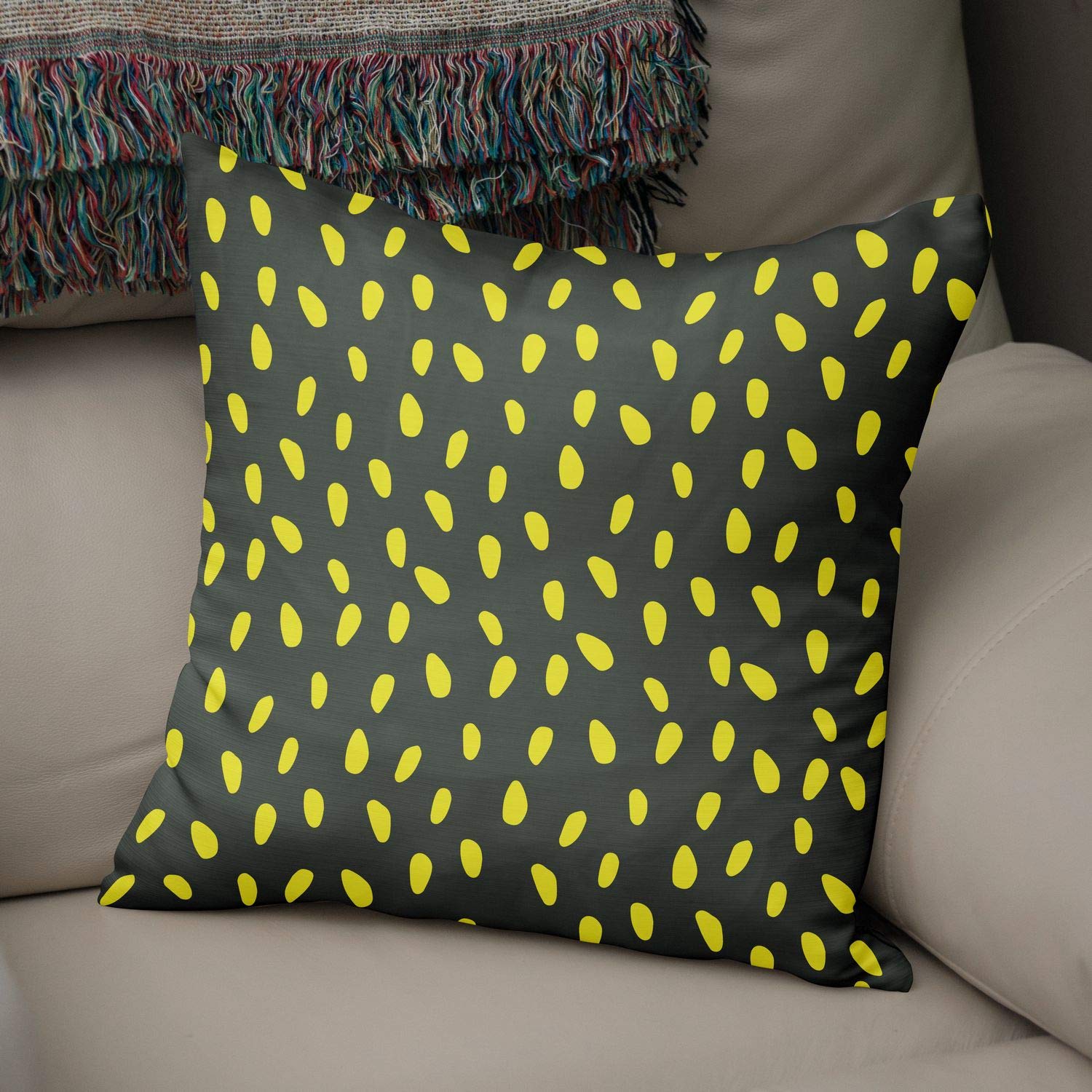 Bonamaison Decorative Cushion Cover Neon Yellow & Fume, Throw Pillow Covers, Home Decorative Pillowcases for Livingroom, Sofa, Bedroom, Size: 50x50 Cm - Designed and Manufactured in Turkey