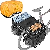 Marscamd 50L Bike Panniers with a Rain Cover, Bike Saddle Bag with Expandable Compartment and Multiple Pockets, Black