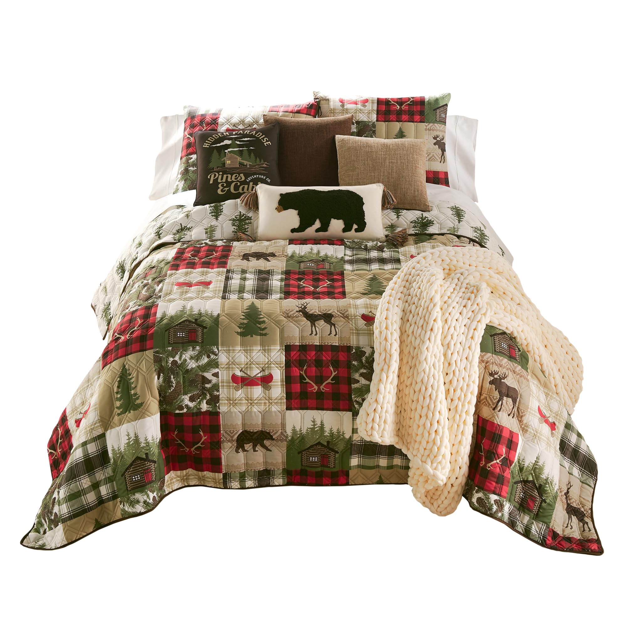 Photo 1 of Donna Sharp King Bedding Set - 3 Piece - Cedar Lodge Lodge Quilt Set with King Quilt and Two King Pillow Shams - Machine Washable