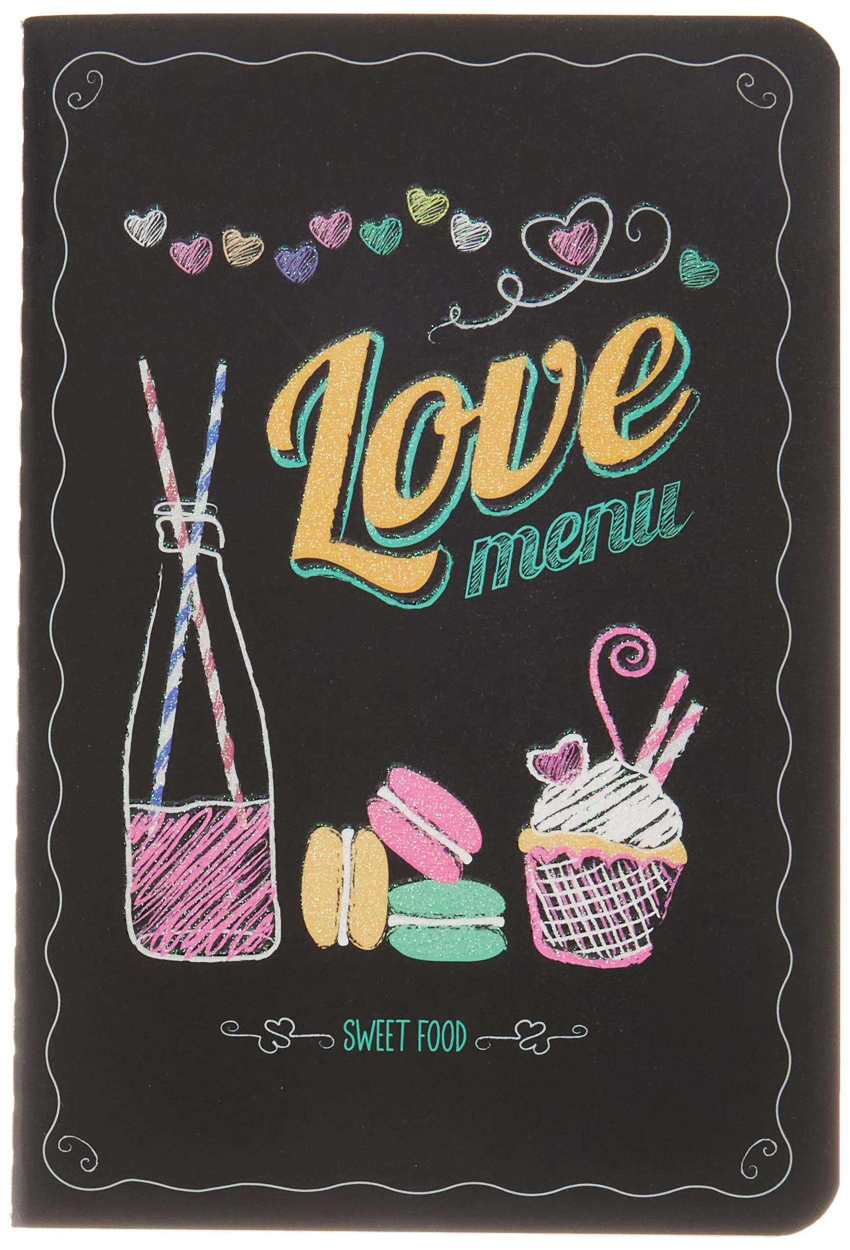POESSA SEWED NOTEBOOK A6 C/BRILLANTINA LOVE MENU