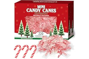 TABOOM Bulk Mini Candy Cane Individually Wrapped 220 Pack - Small Peppermint Candy Canes Naturally Flavored Red & White Christmas Candy For Holiday Gifts, Stocking Fillers, Party Favors & Decorations