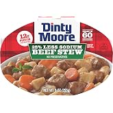 DINTY MOORE Beef Stew 25% Less Sodium, Microwaveable, 9oz x9 | 12g Protein / tray. Chunky Soup, High Protein Ready to Eat Meal. Perfect for a Quick Meal. Convenient Prepared Food